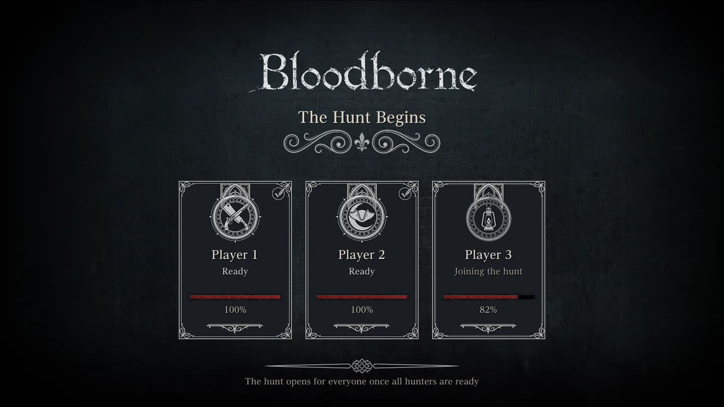 The Hunt Begins: Player 1 and Player 2 Ready at 100 percent, Player 3 Joining the hunt.